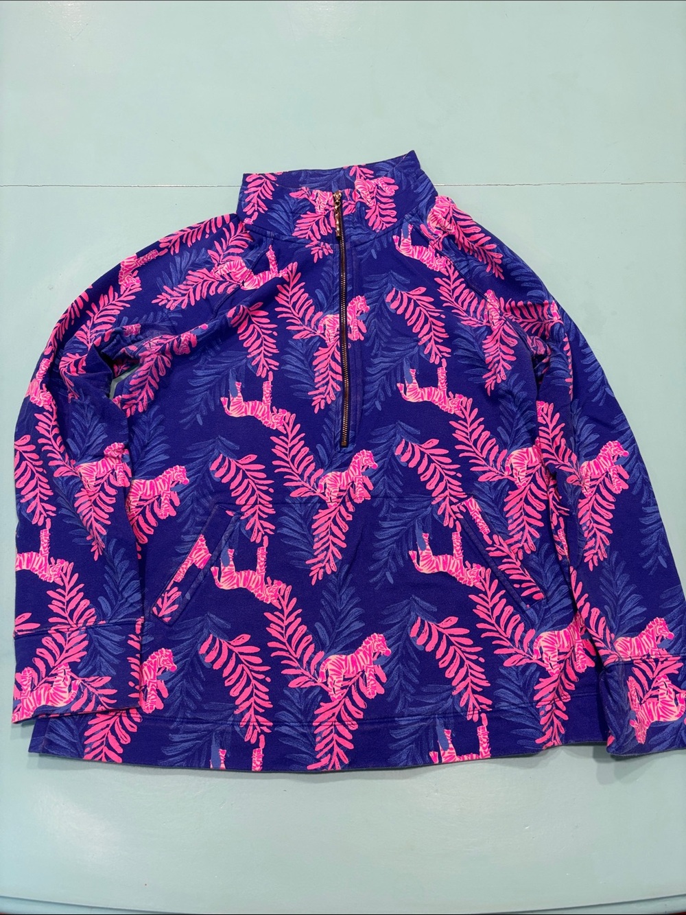 Lilly Pulitzer Pink & Navy zebra Half-Zip Popover